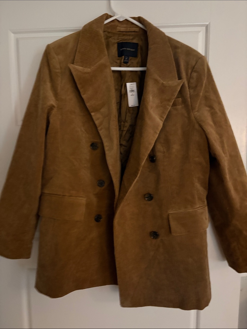 Banana Republic Double-Breasted Corduroy Pea Coat - Camel Brown